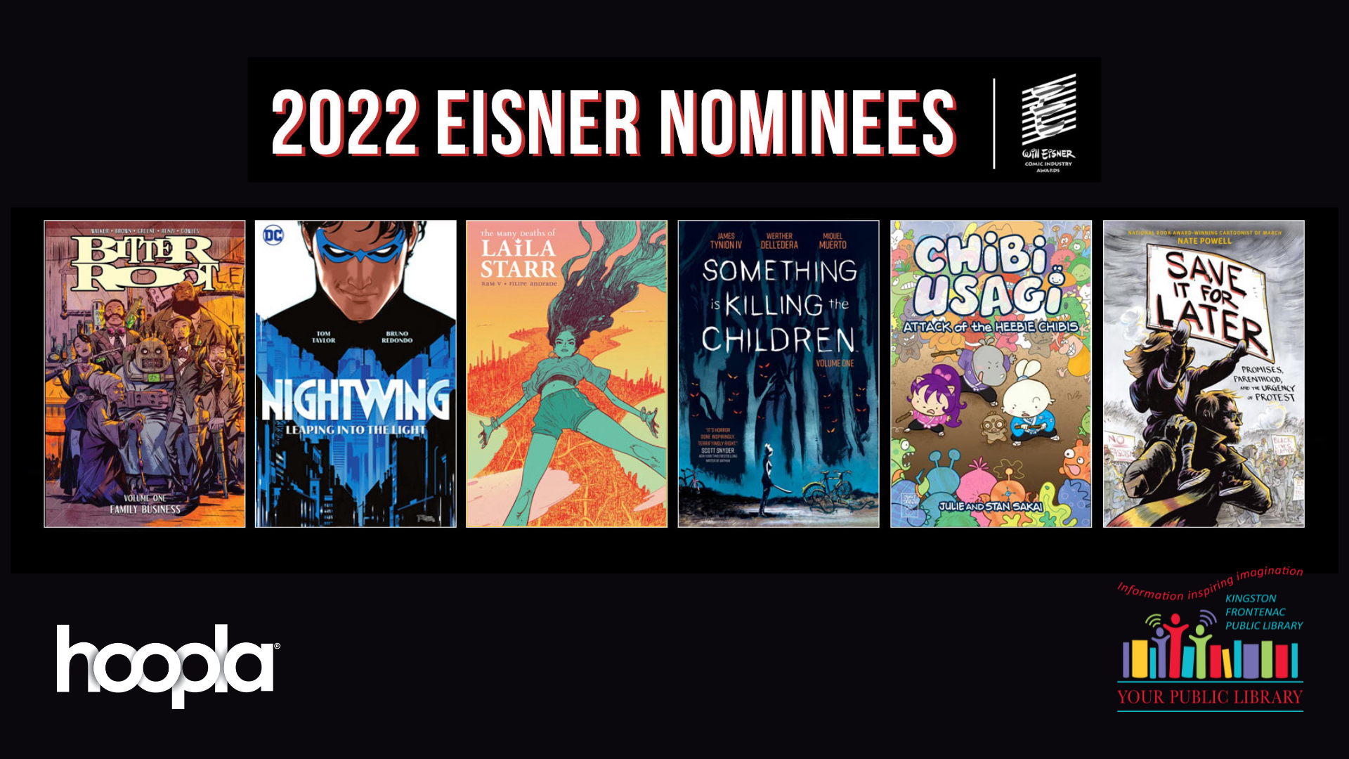 Digital comics with text reading 2022 Eisner Award nominees