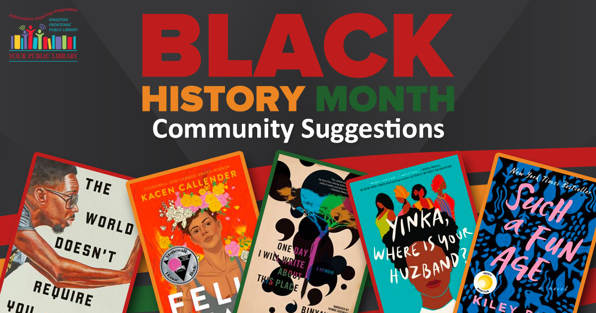 A collage of books with text reading Black History Month - Community Suggestions