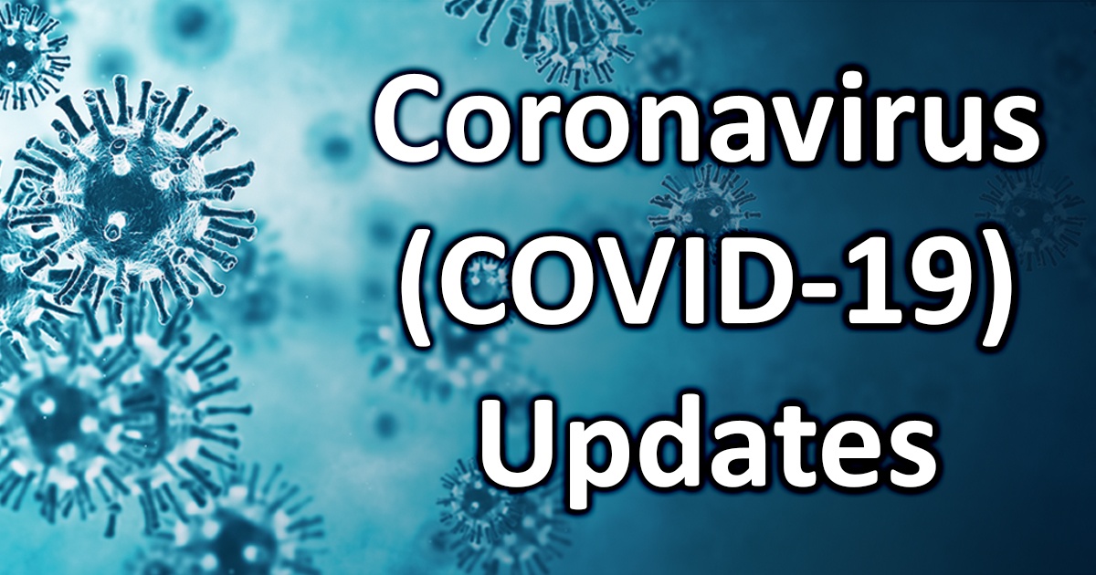 Image of COVID virus. Text reads Corona virus (COVID 19) updates