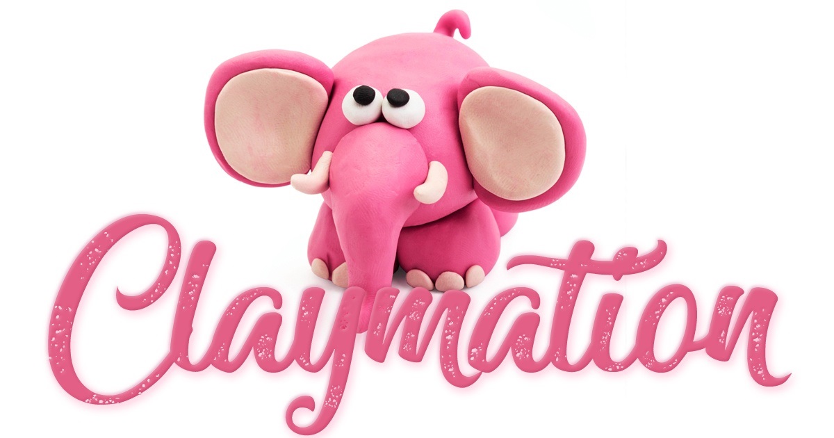 Claymation. Image of pink plasticine elephant.