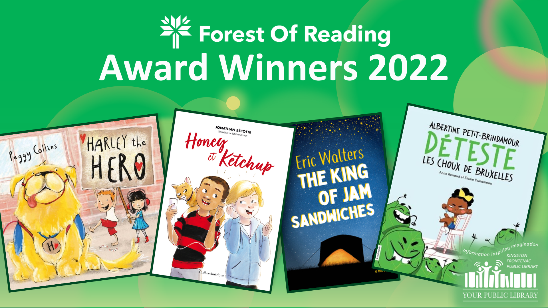 Books with text reading Forest of Reading Award Winners 2022