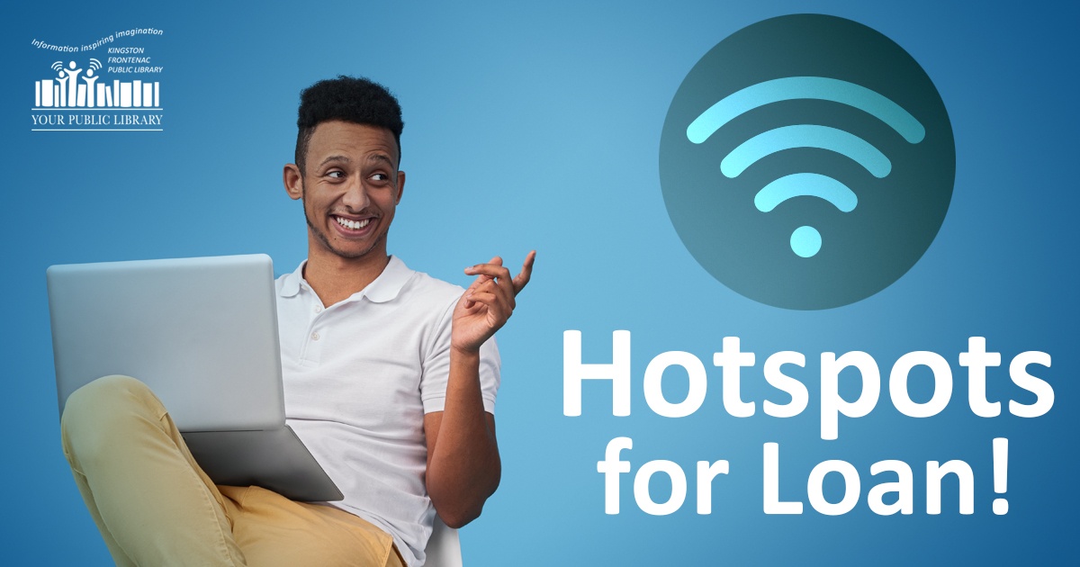 Image of smiling man with laptop. Wifi icon. Text reads Hot Spots for Loan