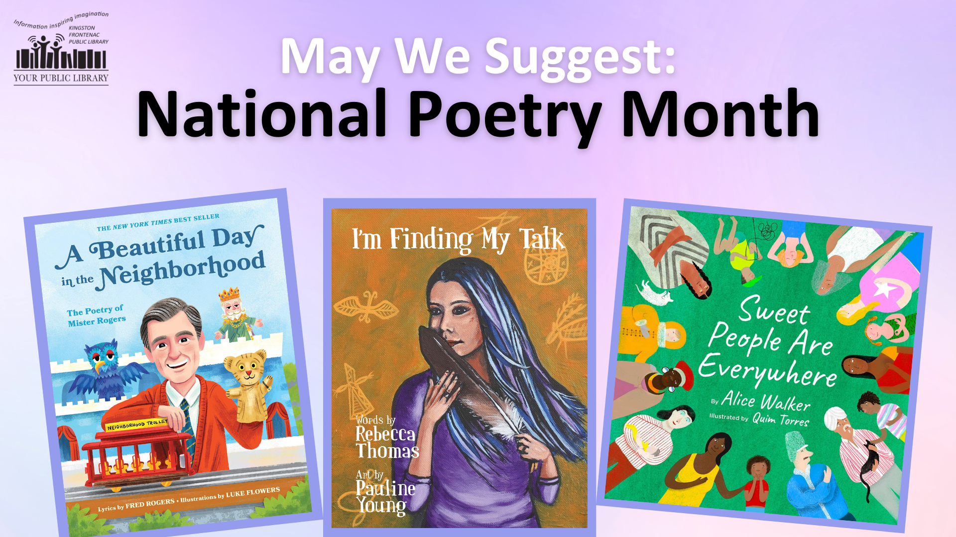 Three books with text reading National Poetry Month.