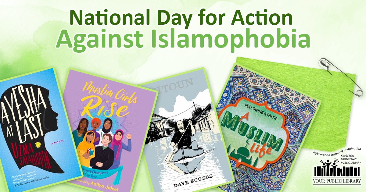 A collage of books with text reading National Day for Action Against Islamophobia.
