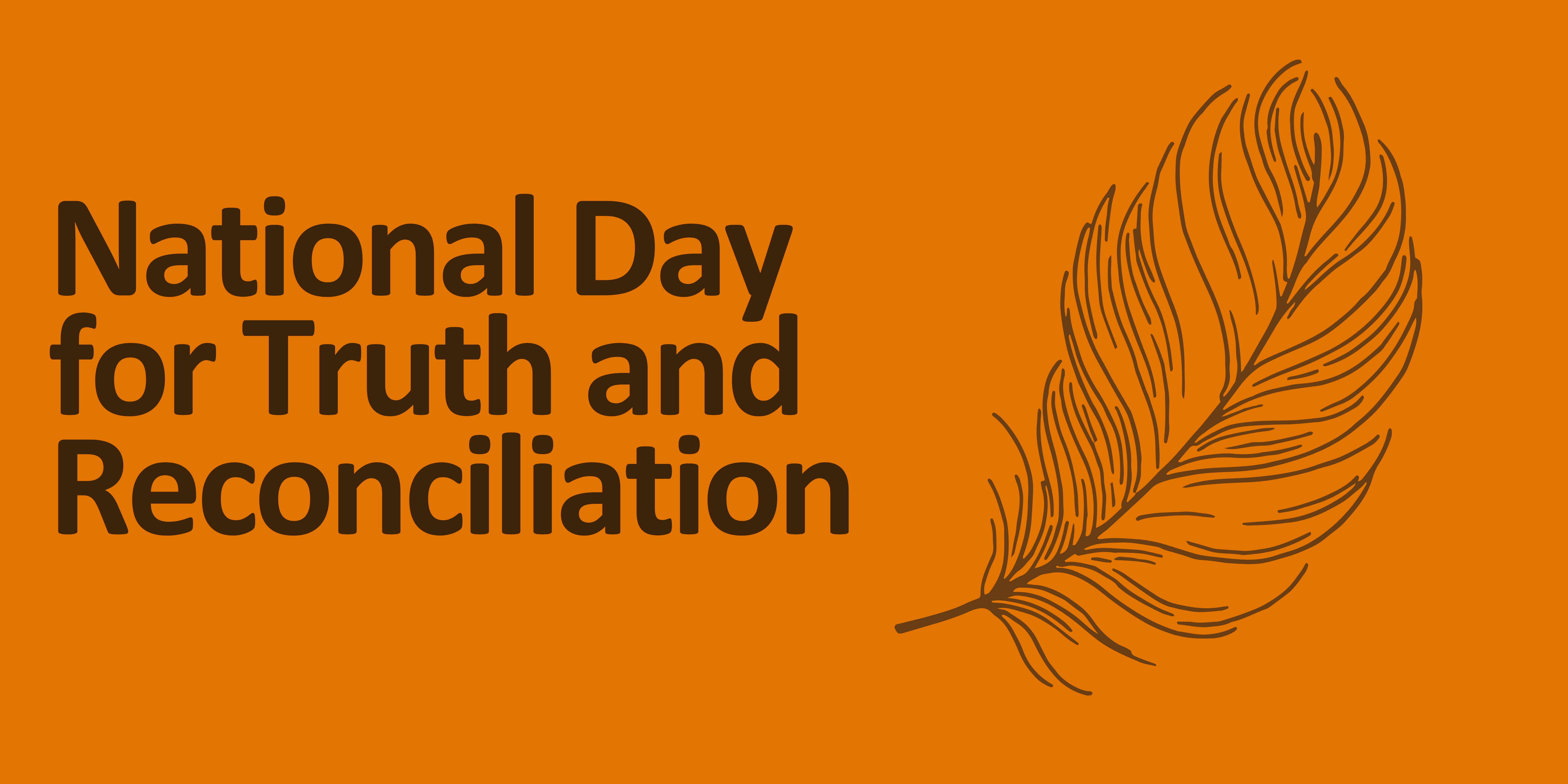 Image of a feather on an orange background. The text reads National Day for Truth and Reconciliation. 