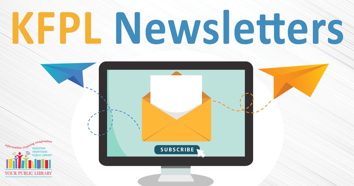 Subscribe. KFPL newsletters. Image of computer screen with envelope.