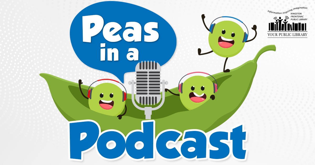 Cartoon peas in a pod with text reading Peas in a Podcast