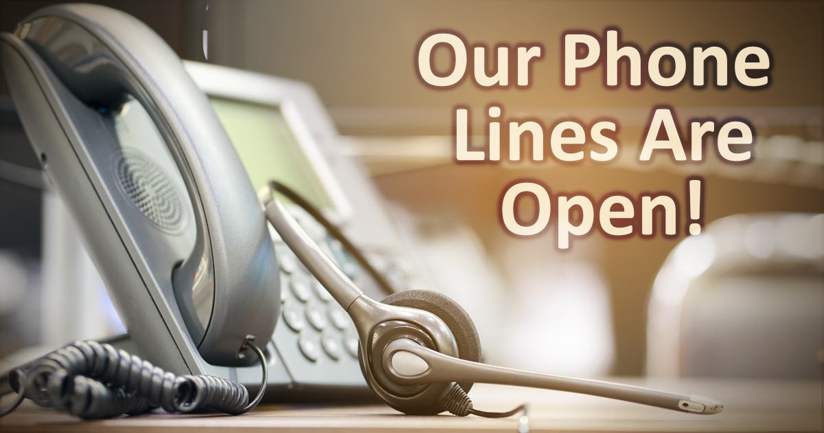 Our phone lines are open. Image of telephone.