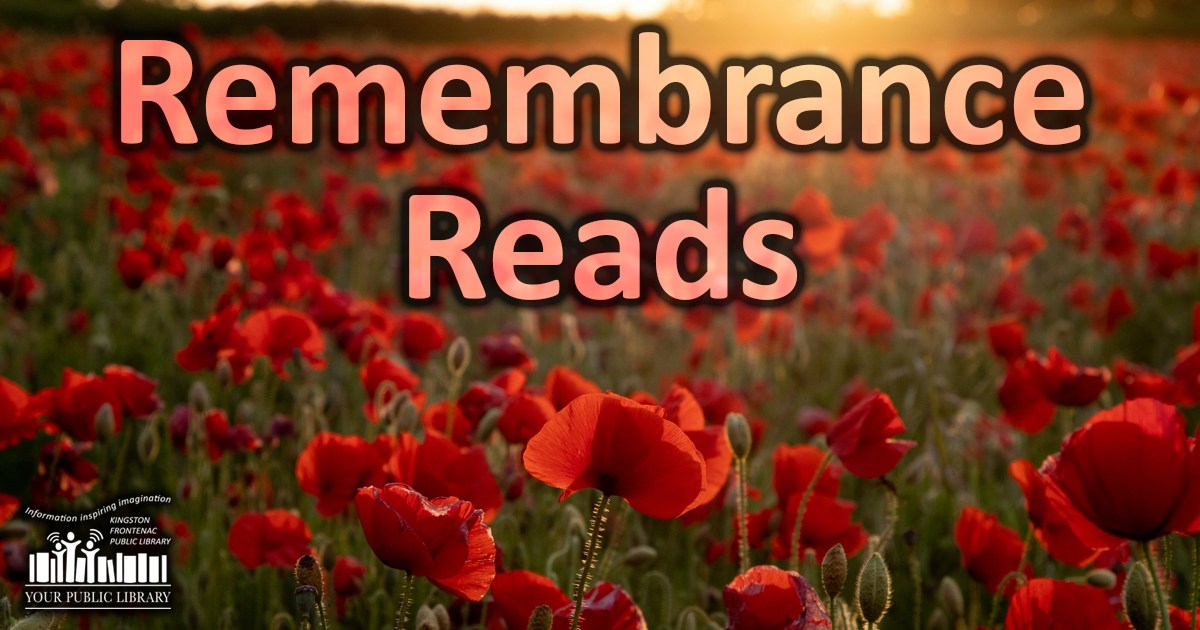Image of a field of poppies. Text is Remembrance Reads.