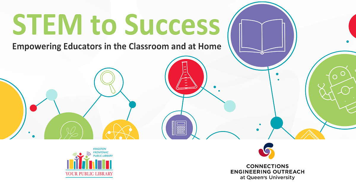 Illustrations of icons including a light bulb and calculator. The text reads STEM to Success.