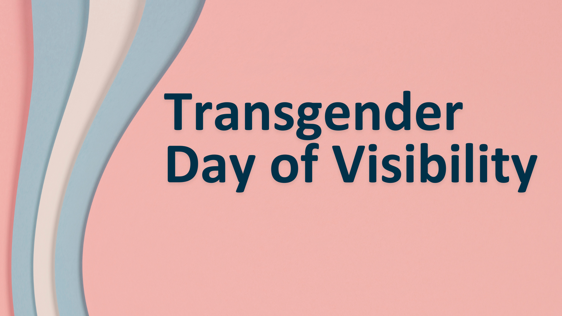 A pink and blue swirl with text reading Transgender Day of Visibility.