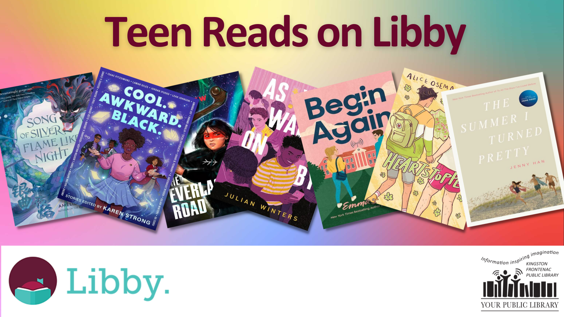 A collage of books with text reading Teen Reads on Libby