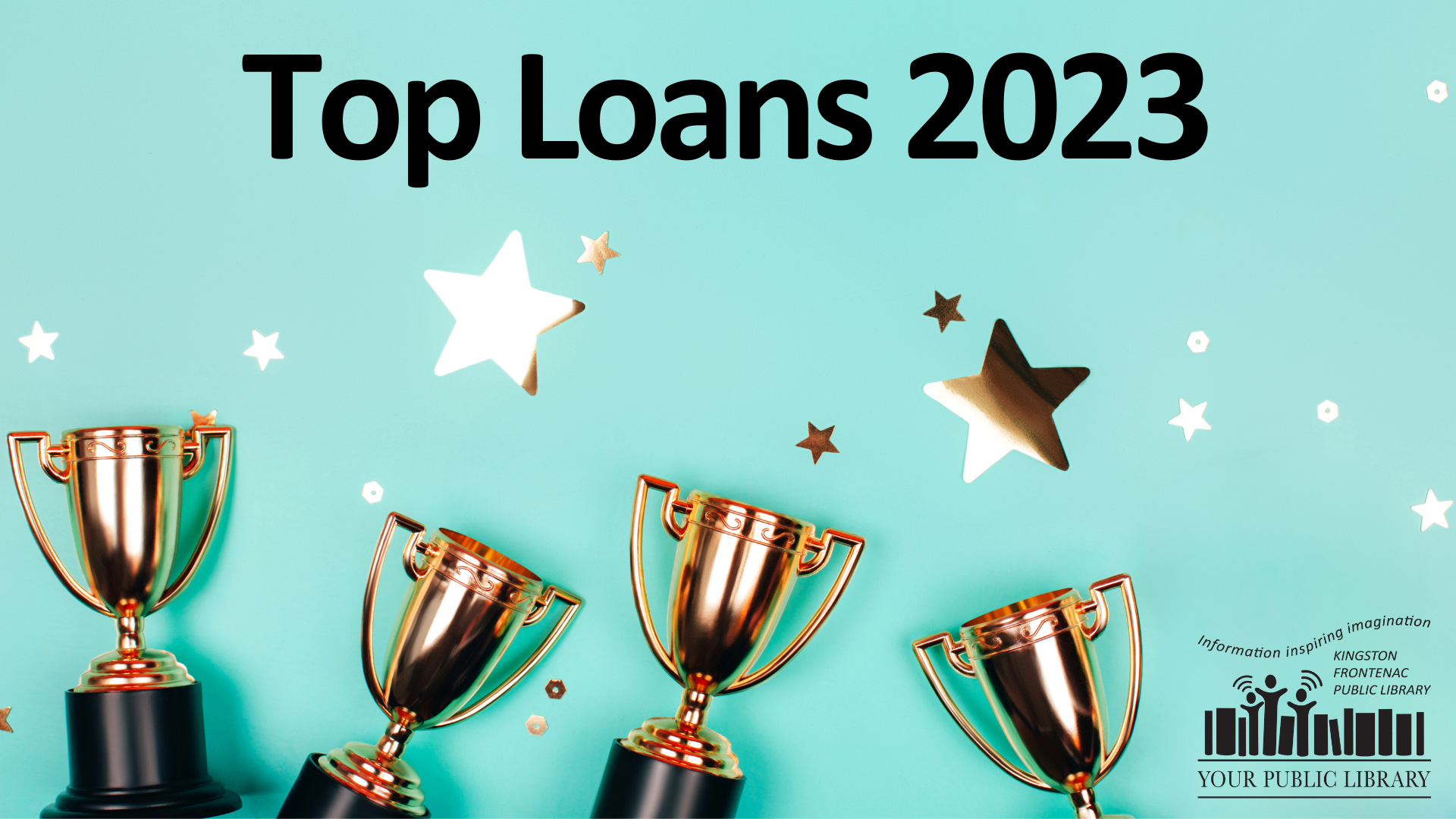 Mini gold trophies and stars with text reading Top Loans 2023.