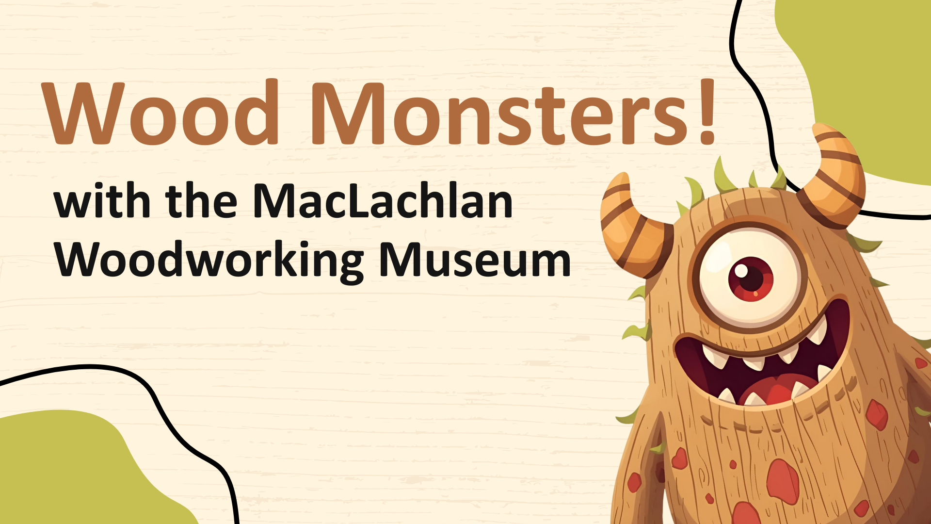 Illustration of a monster. The Text reads Build Your Own Wood Monster