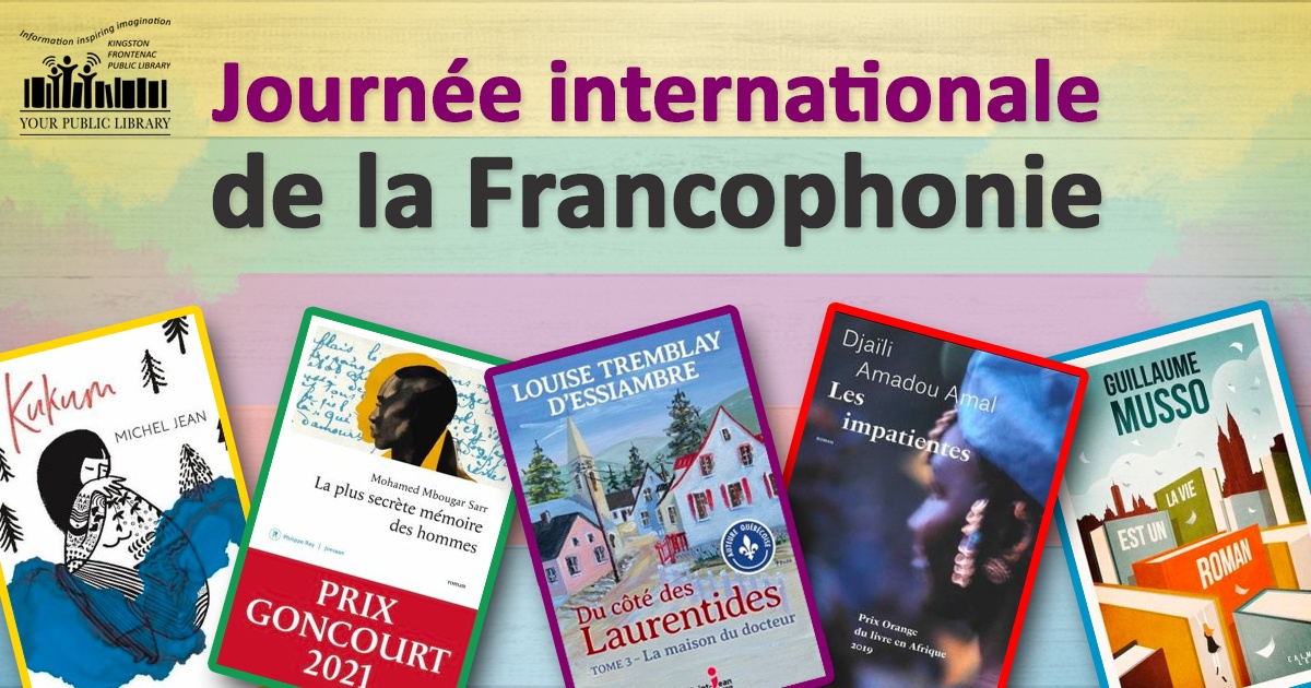 Several French books with text reading Journée internationale de la Francophonie