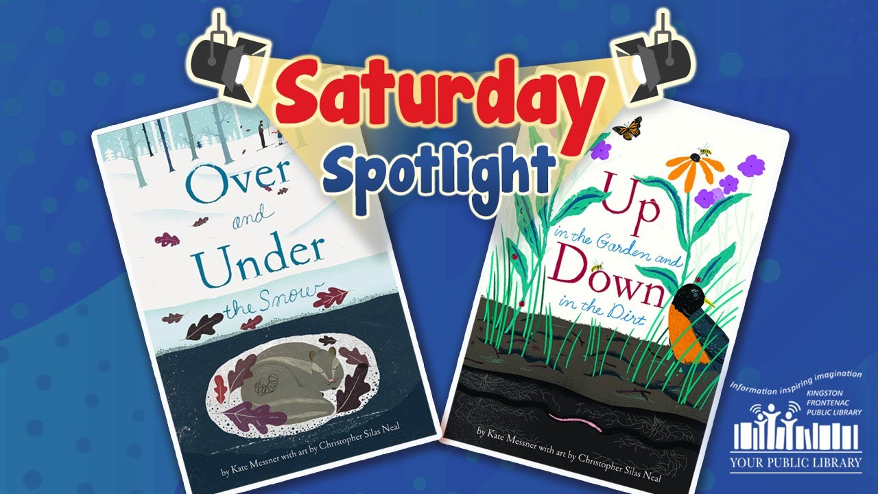 A collage of books by Kate Messner with text reading Saturday Spotlight.