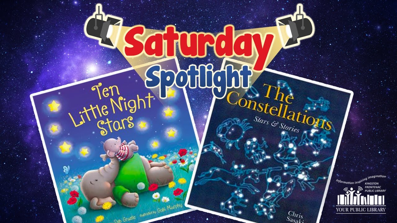 Two books against a starry background with text reading Saturday Spotlight. 
