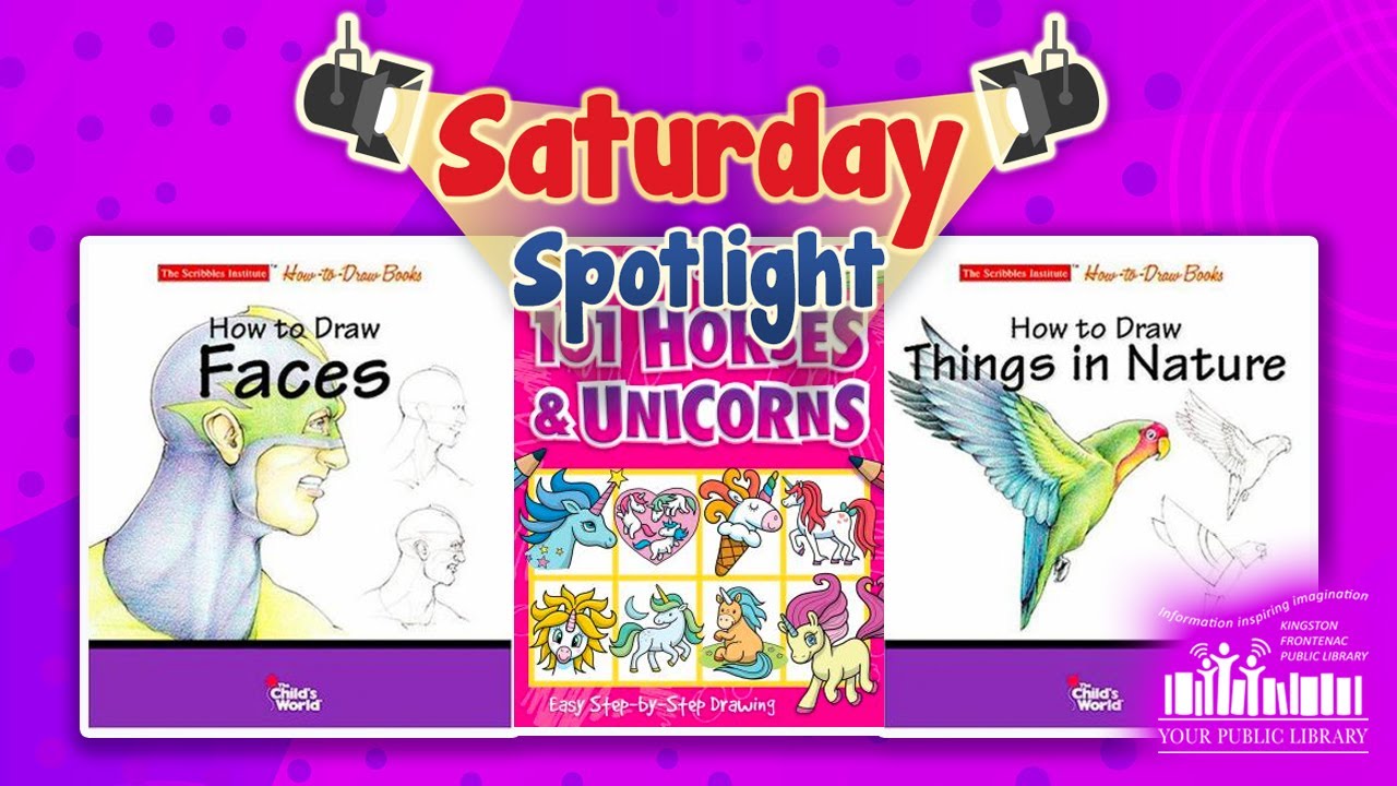 Drawing books with text reading Saturday Spotlight 