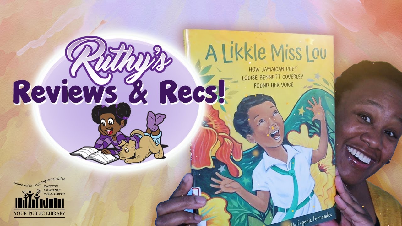 Michelle, a Black woman, holding A Likkle Miss Lou and smiling. Text reads Ruthy's Reviews and Recs