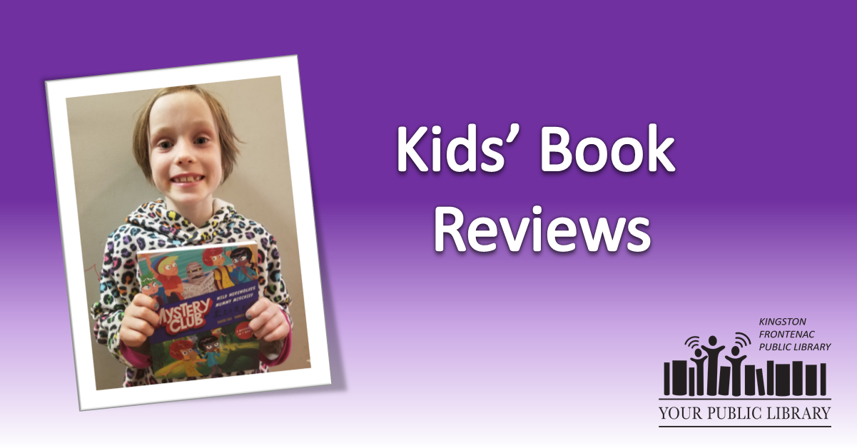 Kids' book reviews. Image of girl holding book