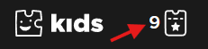 Toggle icon showing switch from Kids mode to standard mode with number 9 indicator
